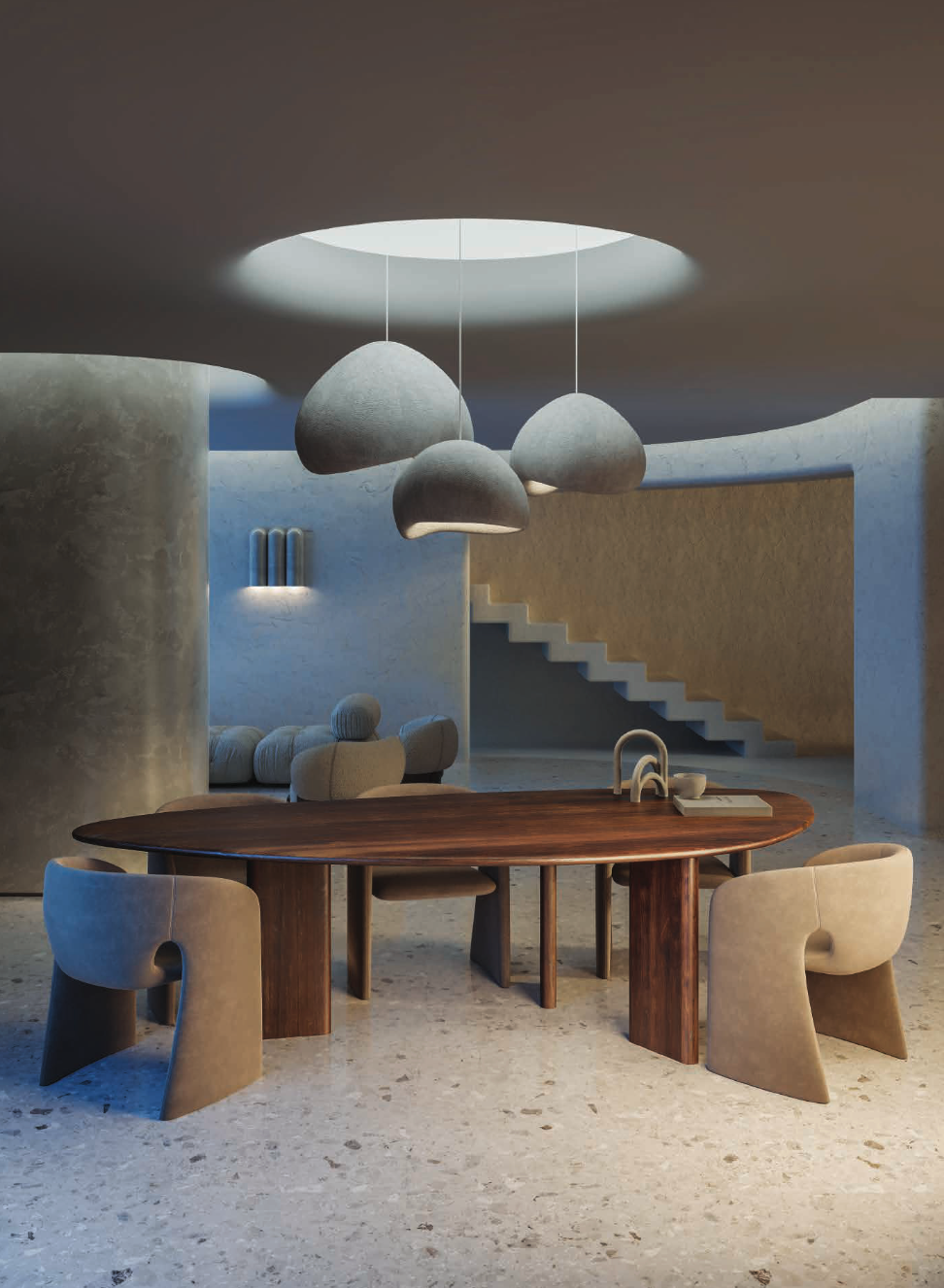 EVO - Organic Shape Smoked Oak - Massive Table
