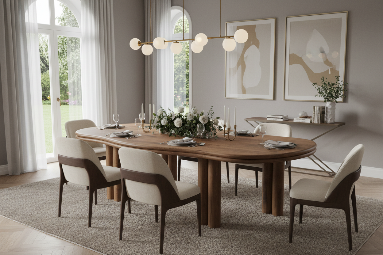 TAVORA - Organic Shape Natural Oak - Massive Table