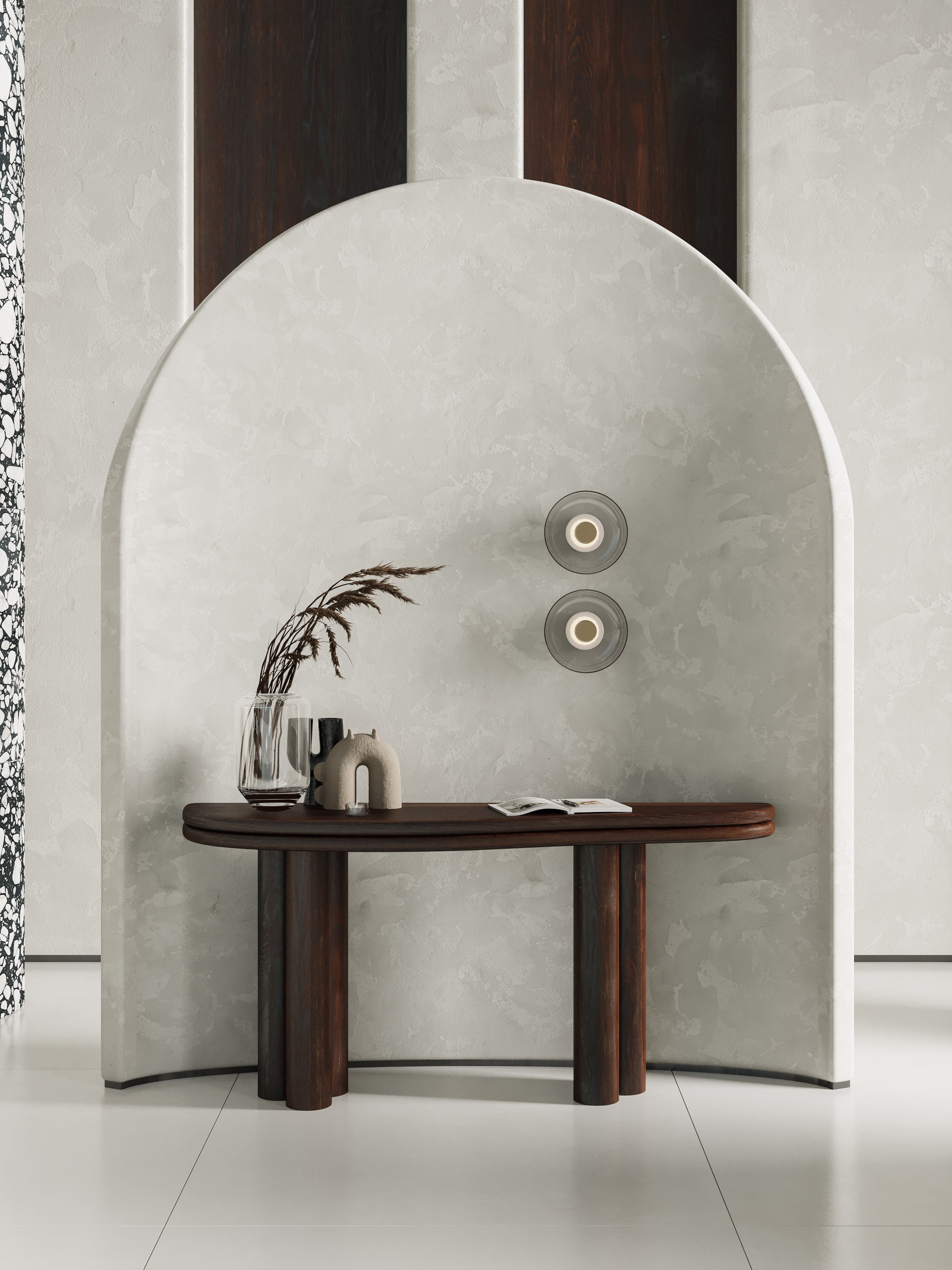 TAVORA - Organic Shape Smoked Oak - Console Table