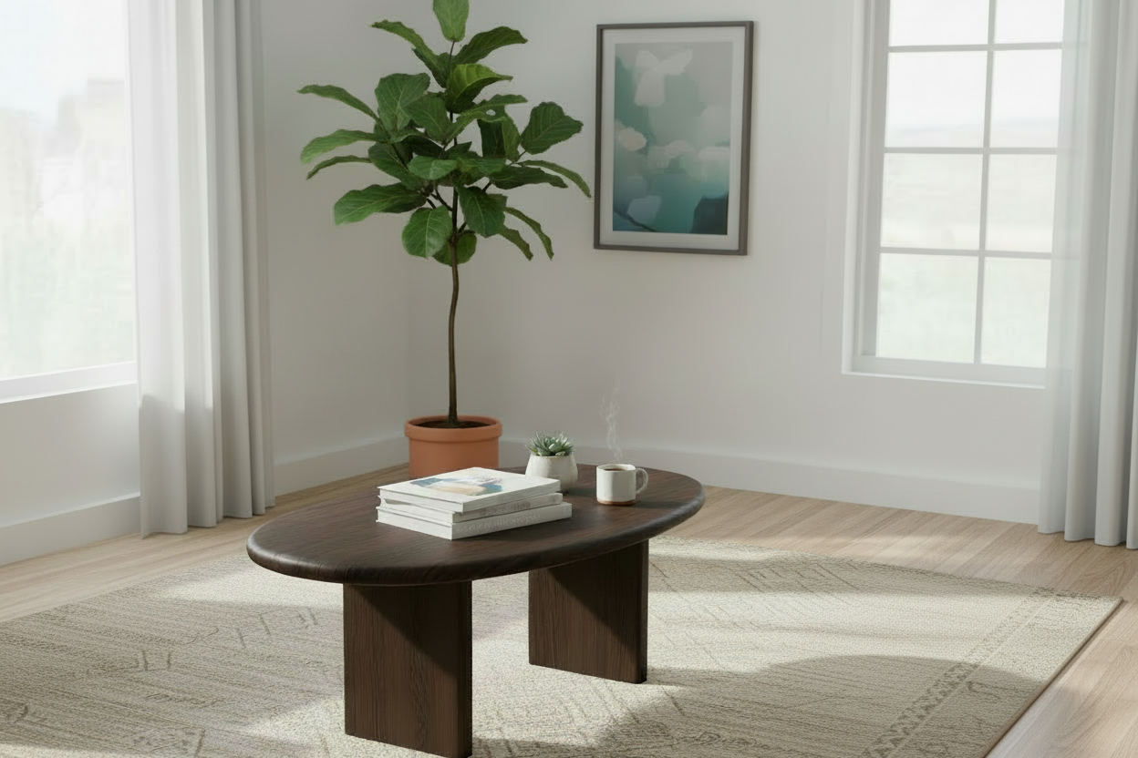 NAVA - Organic Shape Smoked Oak - Massive Coffee Table