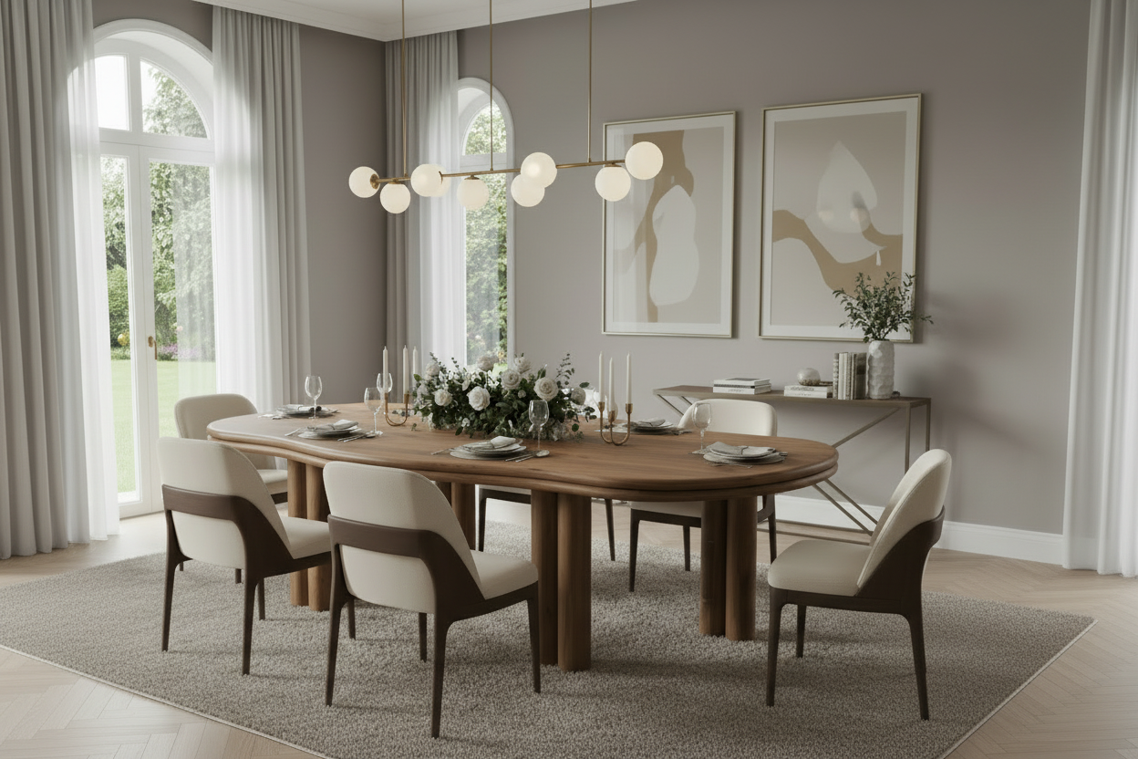 TAVORA - Organic Shape Natural Oak - Massive Table