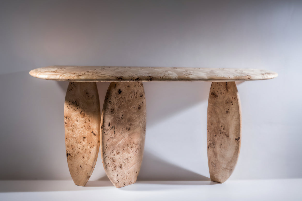 ESSENZA - Organic Shape Poplar Burl - Console Stand
