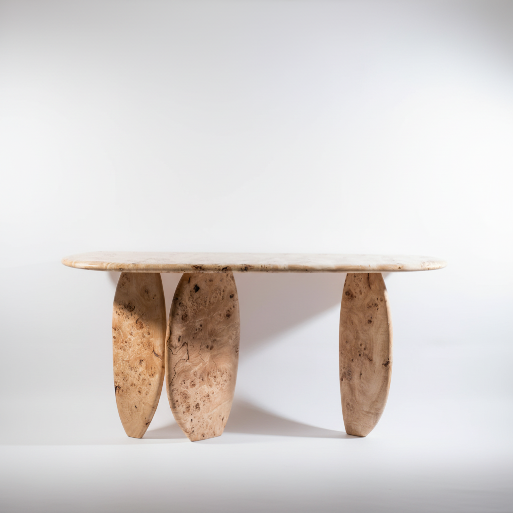 ESSENZA - Organic Shape Poplar Burl - Console Stand
