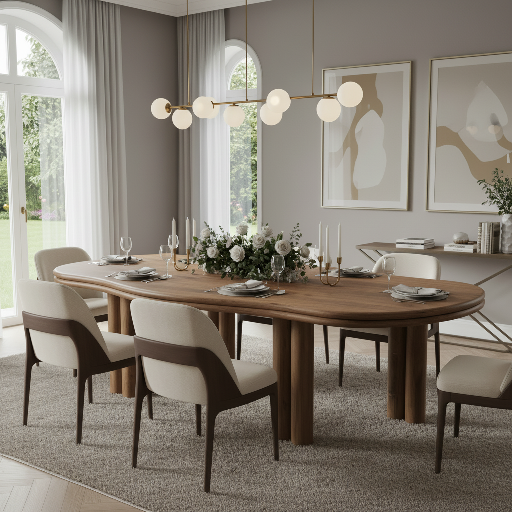 TAVORA - Organic Shape Natural Oak - Massive Table